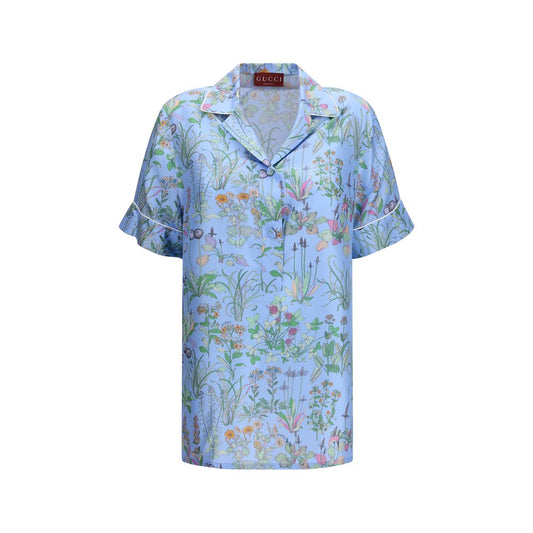Gucci Blue Silk Pattern Shirt - Spring/Summer 2026 Collection