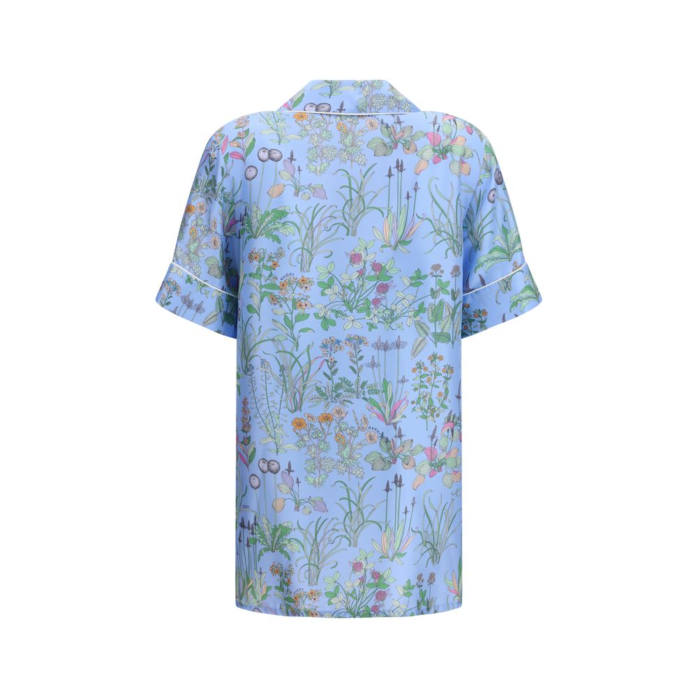 Gucci Blue Silk Pattern Shirt - Spring/Summer 2026 Collection