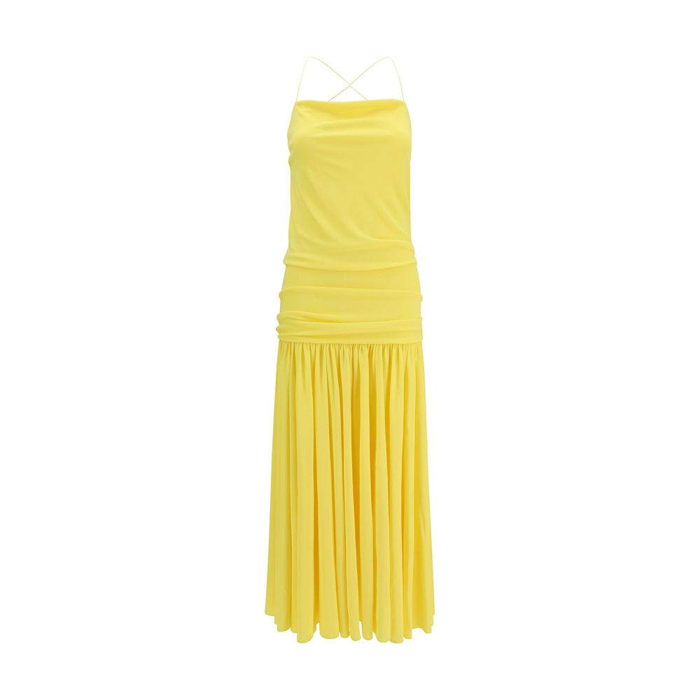 Jacquemus Yellow La Robe Abiha Pleated Midi Dress