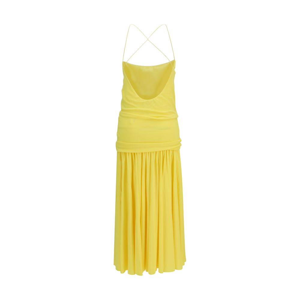 Jacquemus Yellow La Robe Abiha Pleated Midi Dress