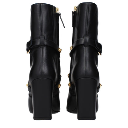 Versace Black Leather Ankle Boots