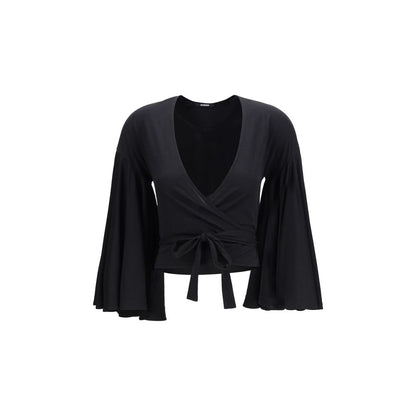 Jacquemus Paysan Wrap Top in Black Cotton