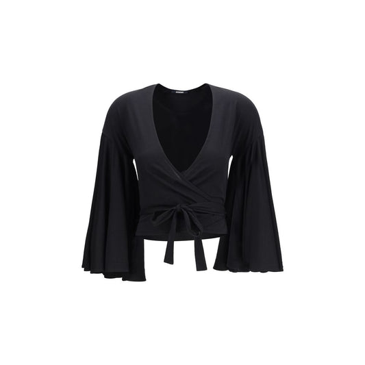 Jacquemus Paysan Wrap Top in Black Cotton