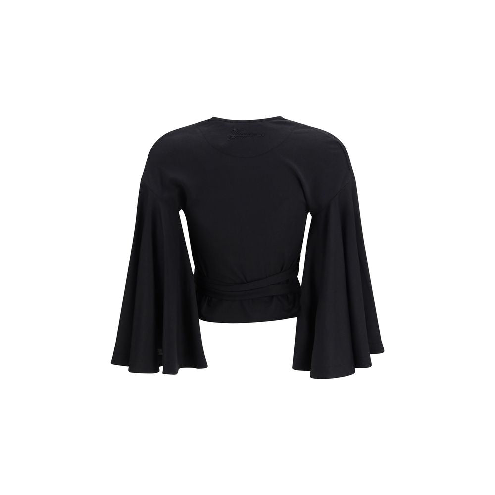 Jacquemus Paysan Wrap Top in Black Cotton