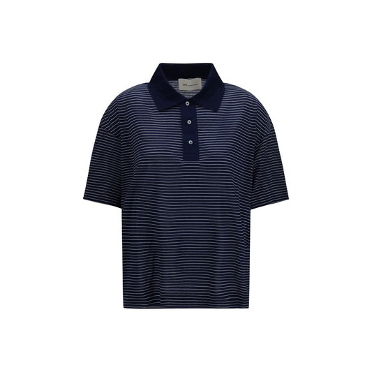 Ami Paris Blue Cotton Striped Polo Shirt