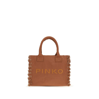 PINKO Brown Cotton Shoulder Bag - Effortlessly Stylish Tote