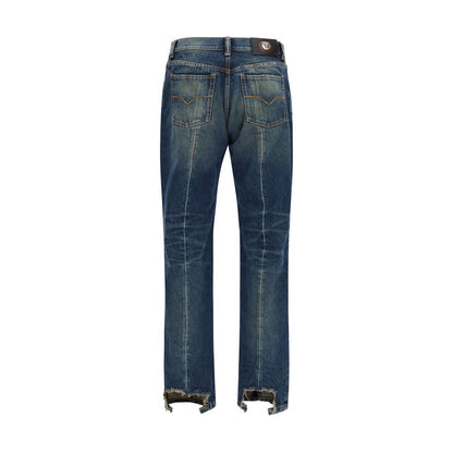 Versace Blue Cotton Straight-Leg Jeans