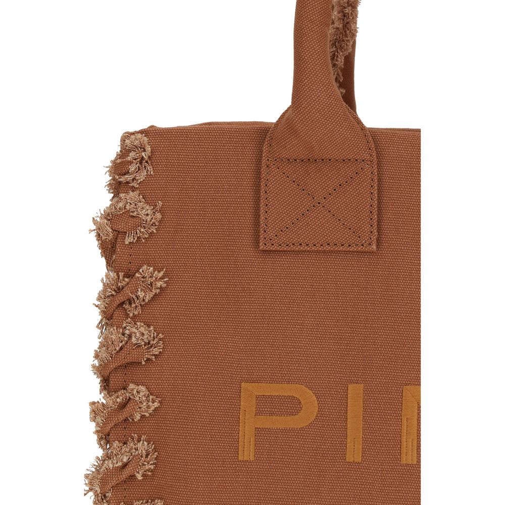 PINKO Brown Cotton Shoulder Bag - Effortlessly Stylish Tote