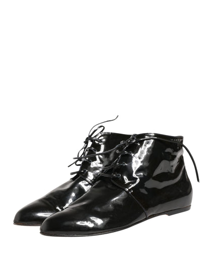 Dolce & Gabbana Black Leather AnkleBoots Shoes