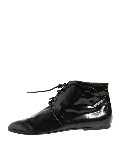 Dolce & Gabbana Black Leather AnkleBoots Shoes