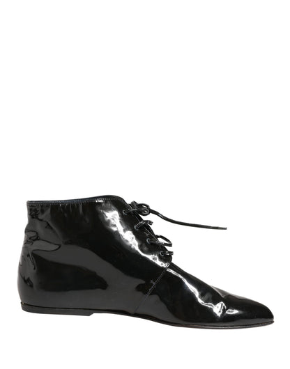 Dolce & Gabbana Black Leather AnkleBoots Shoes