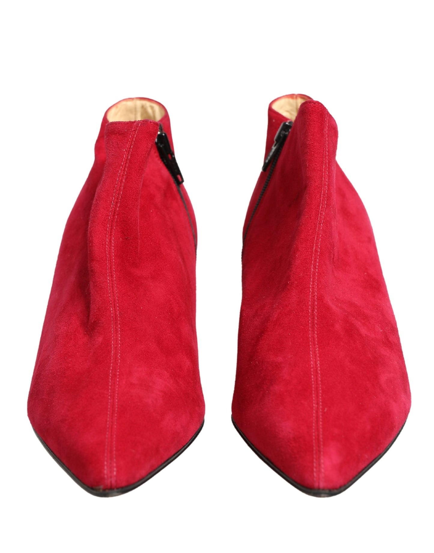 Dolce & Gabbana Red Suede Ankle Boots