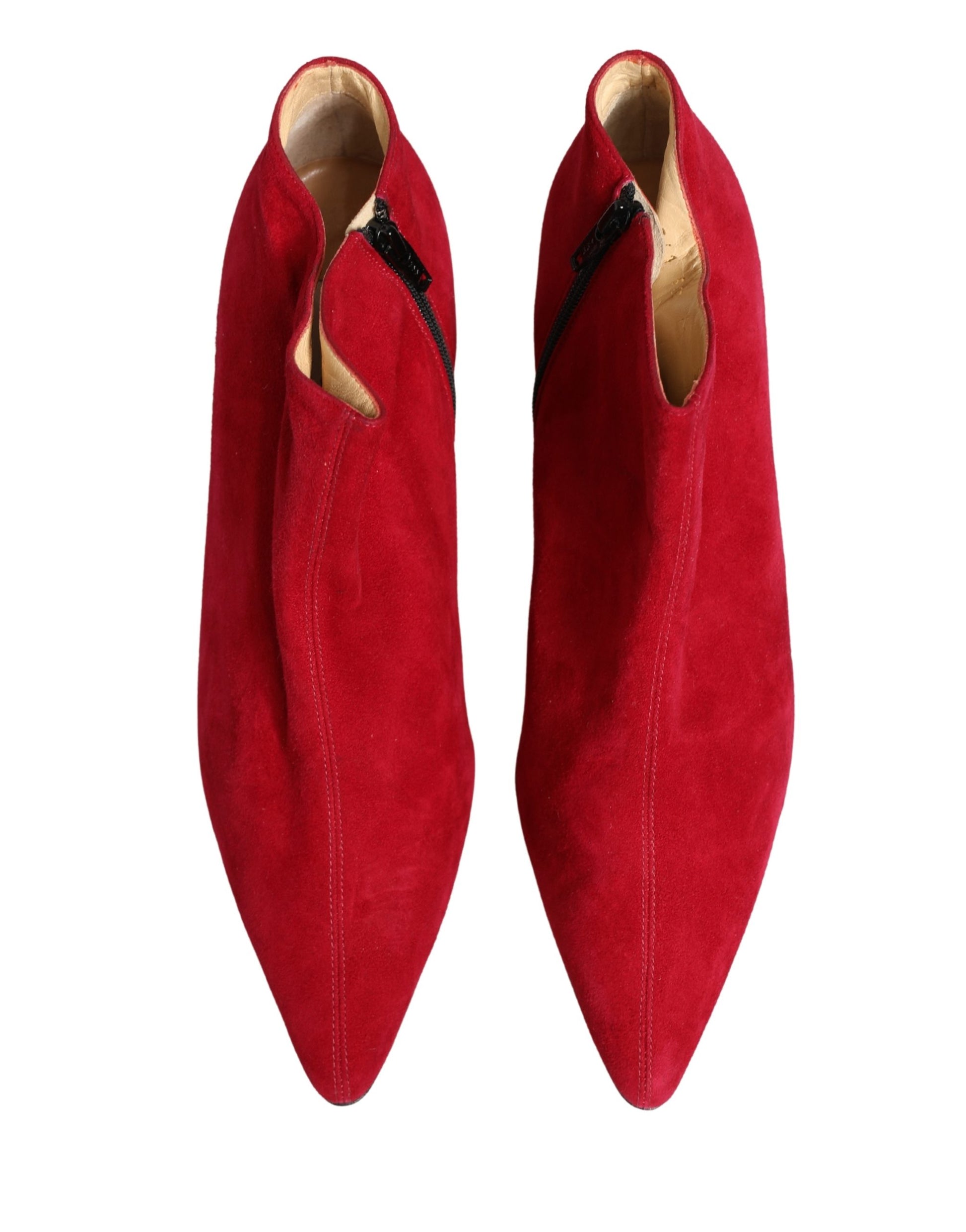 Dolce & Gabbana Red Suede Ankle Boots
