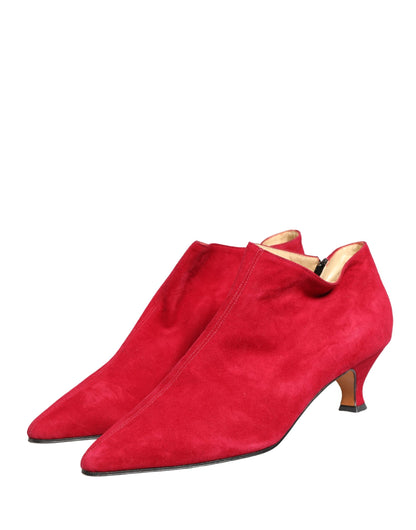 Dolce & Gabbana Red Suede Ankle Boots