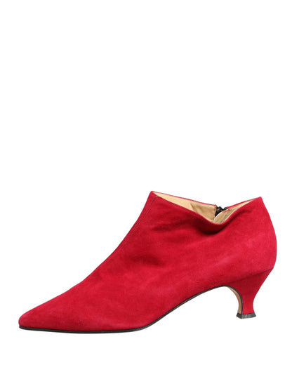 Dolce & Gabbana Red Suede Ankle Boots