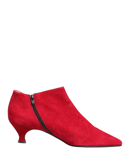 Dolce & Gabbana Red Suede Ankle Boots