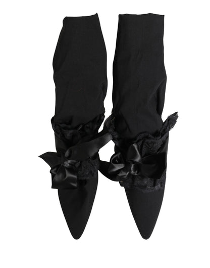 Dolce & Gabbana Black Suede Mid Calf Boots
