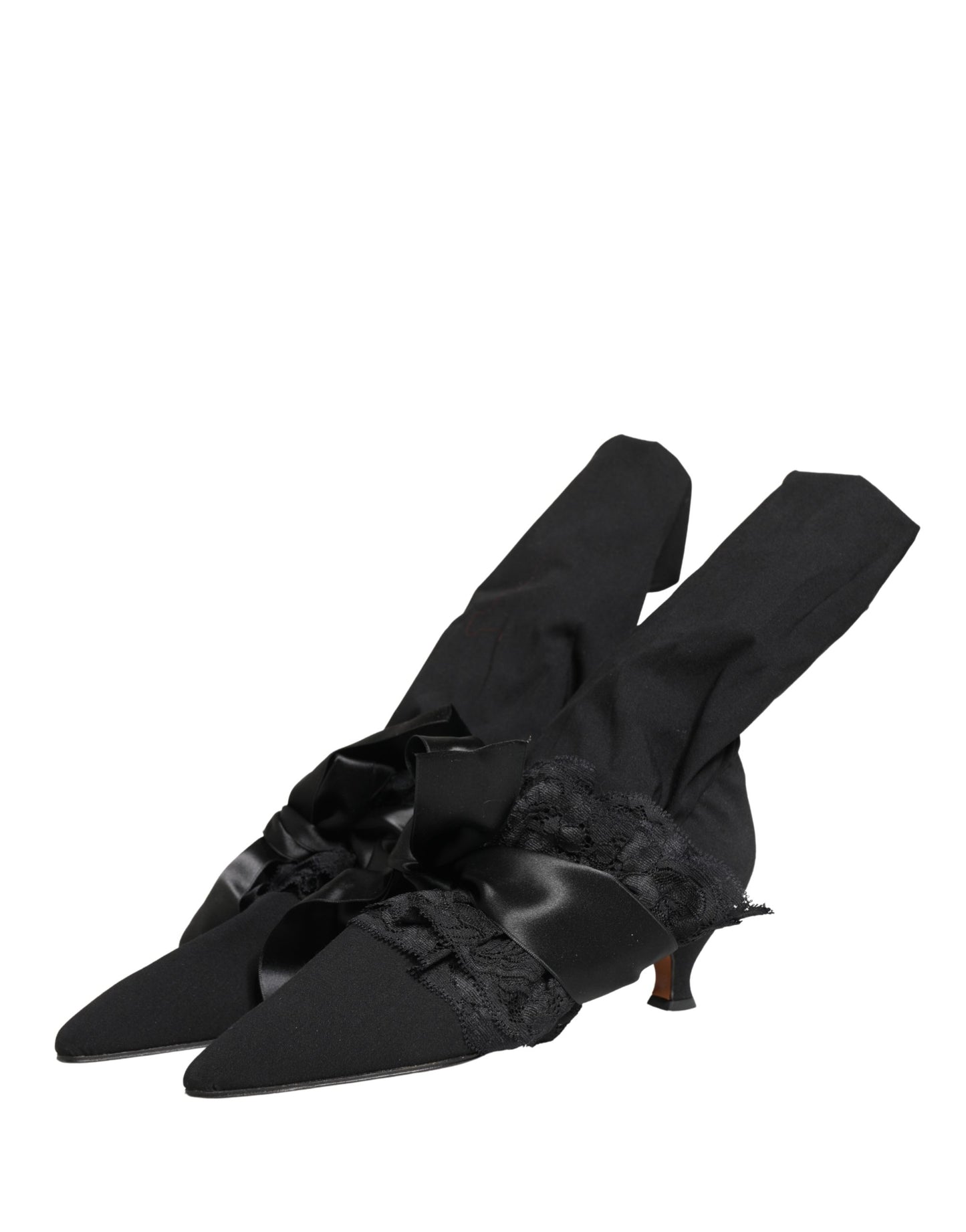 Dolce & Gabbana Black Suede Mid Calf Boots