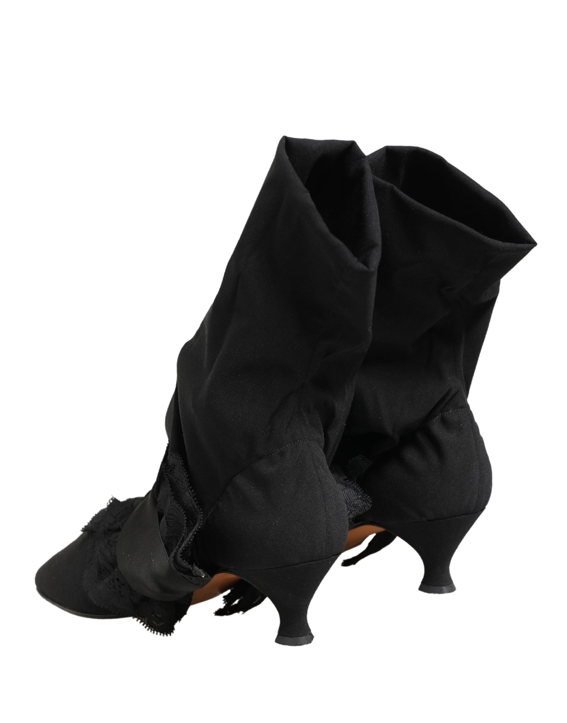 Dolce & Gabbana Black Suede Mid Calf Boots