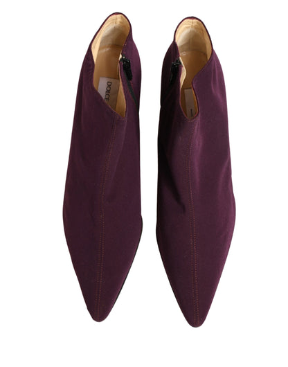 Dolce & Gabbana Purple Suede AnkleBoots Shoes