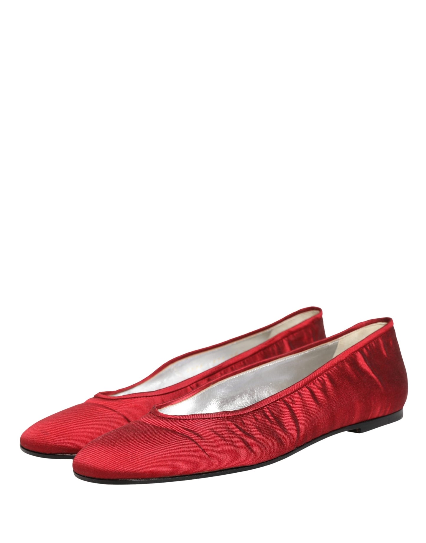 Dolce & Gabbana Red Satin Ballet Slip-On Flats