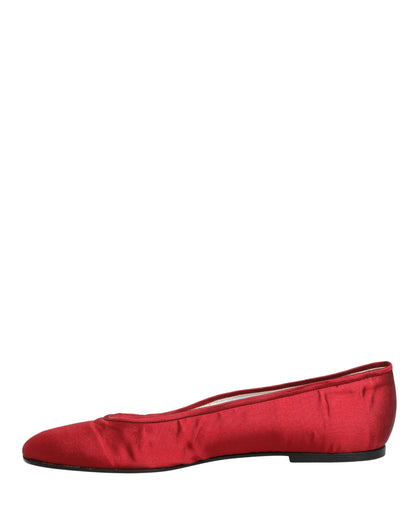 Dolce & Gabbana Red Satin Ballet Slip-On Flats