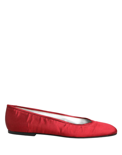 Dolce & Gabbana Red Satin Ballet Slip-On Flats