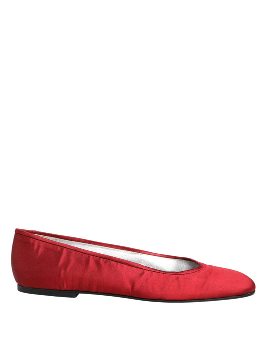 Dolce & Gabbana Red Satin Ballet Slip-On Flats