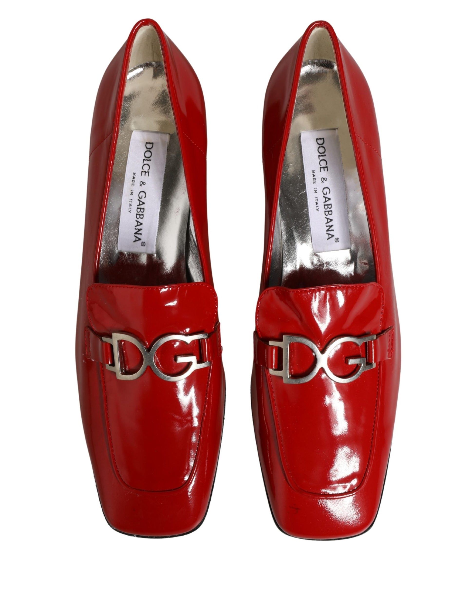 Dolce & Gabbana Red Patent Leather Moccasin Slip-On Shoes