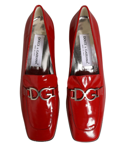 Dolce & Gabbana Red Patent Leather Moccasin Slip-On Shoes