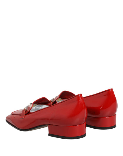 Dolce & Gabbana Red Patent Leather Moccasin Slip-On Shoes