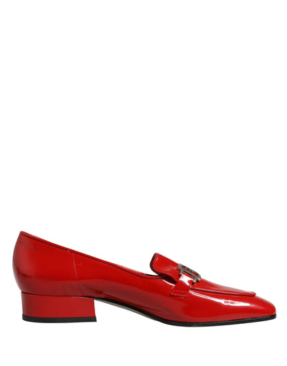 Dolce & Gabbana Red Patent Leather Moccasin Slip-On Shoes