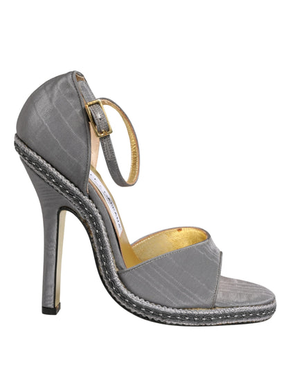 Dolce & Gabbana Gray High Heeled Sandals - Ankle Strap Luxury Shoes