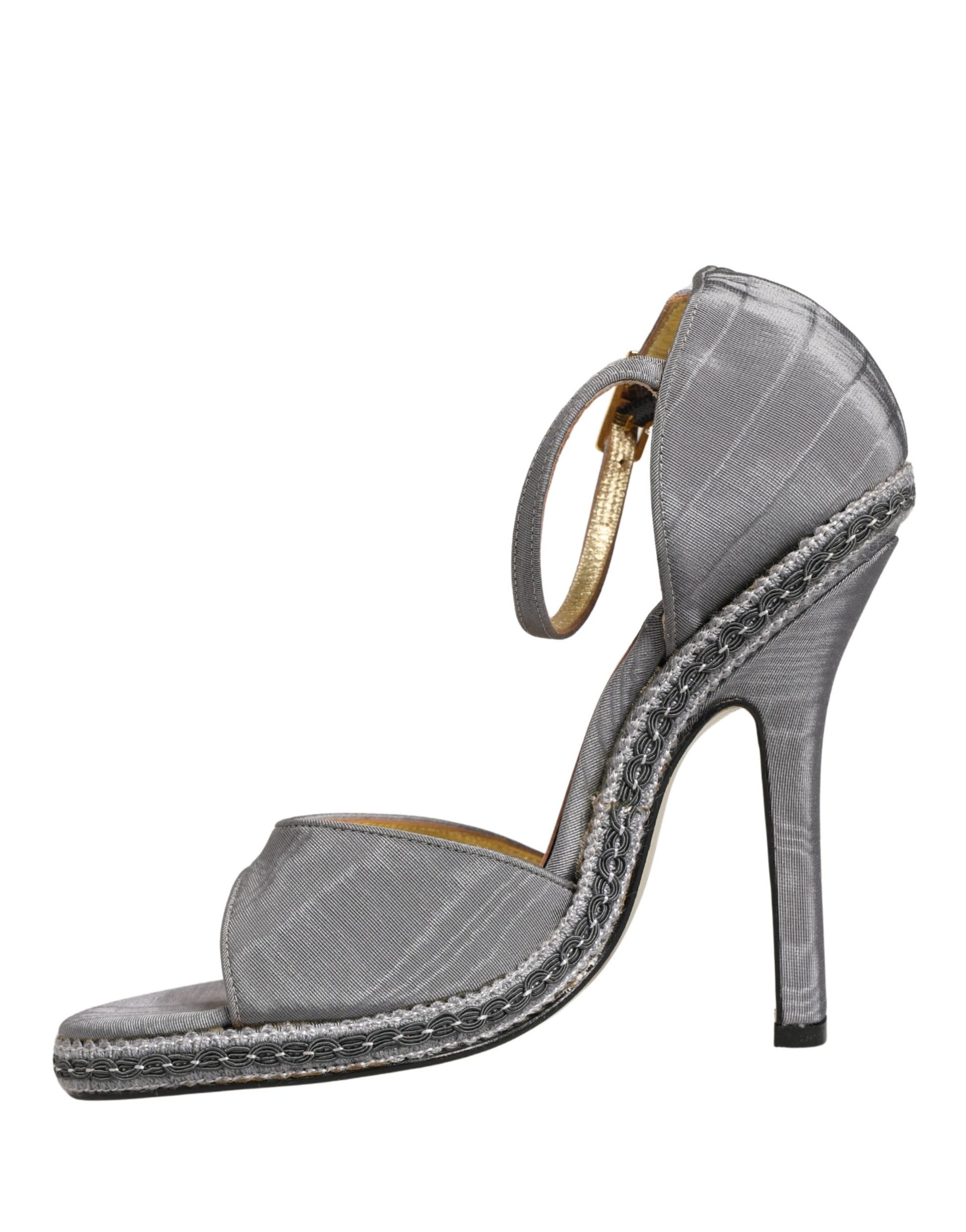 Dolce & Gabbana Gray High Heeled Sandals - Ankle Strap Luxury Shoes