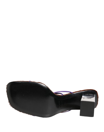 Dolce & Gabbana Silver Block Heels Slip On Sandals Shoes