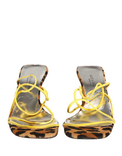 Dolce & Gabbana Multicolor Leather Block Heels Sandals