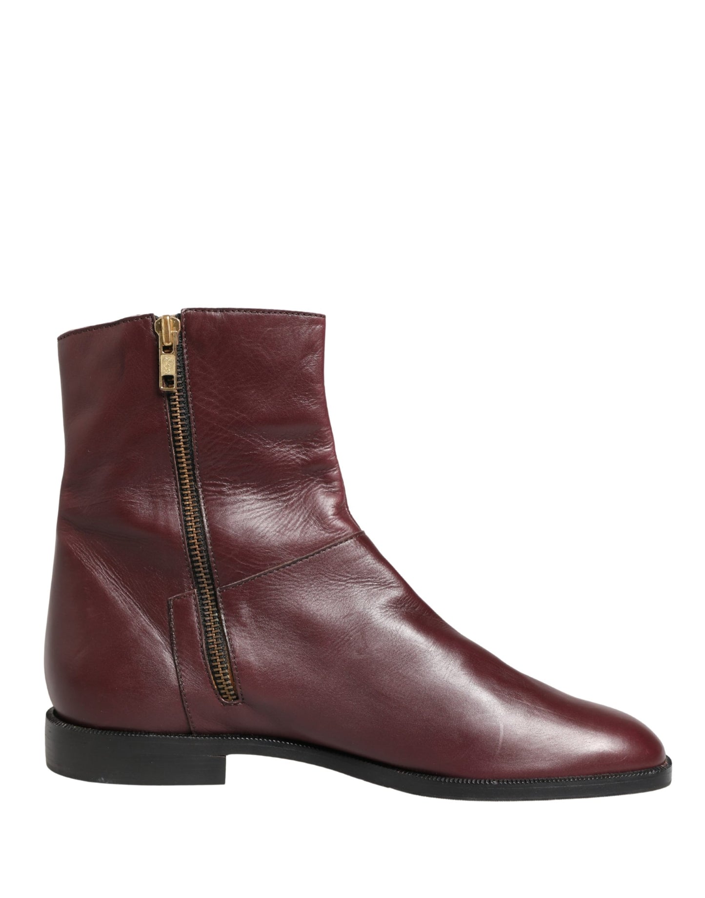 Dolce & Gabbana Maroon Leather Ankle Boots