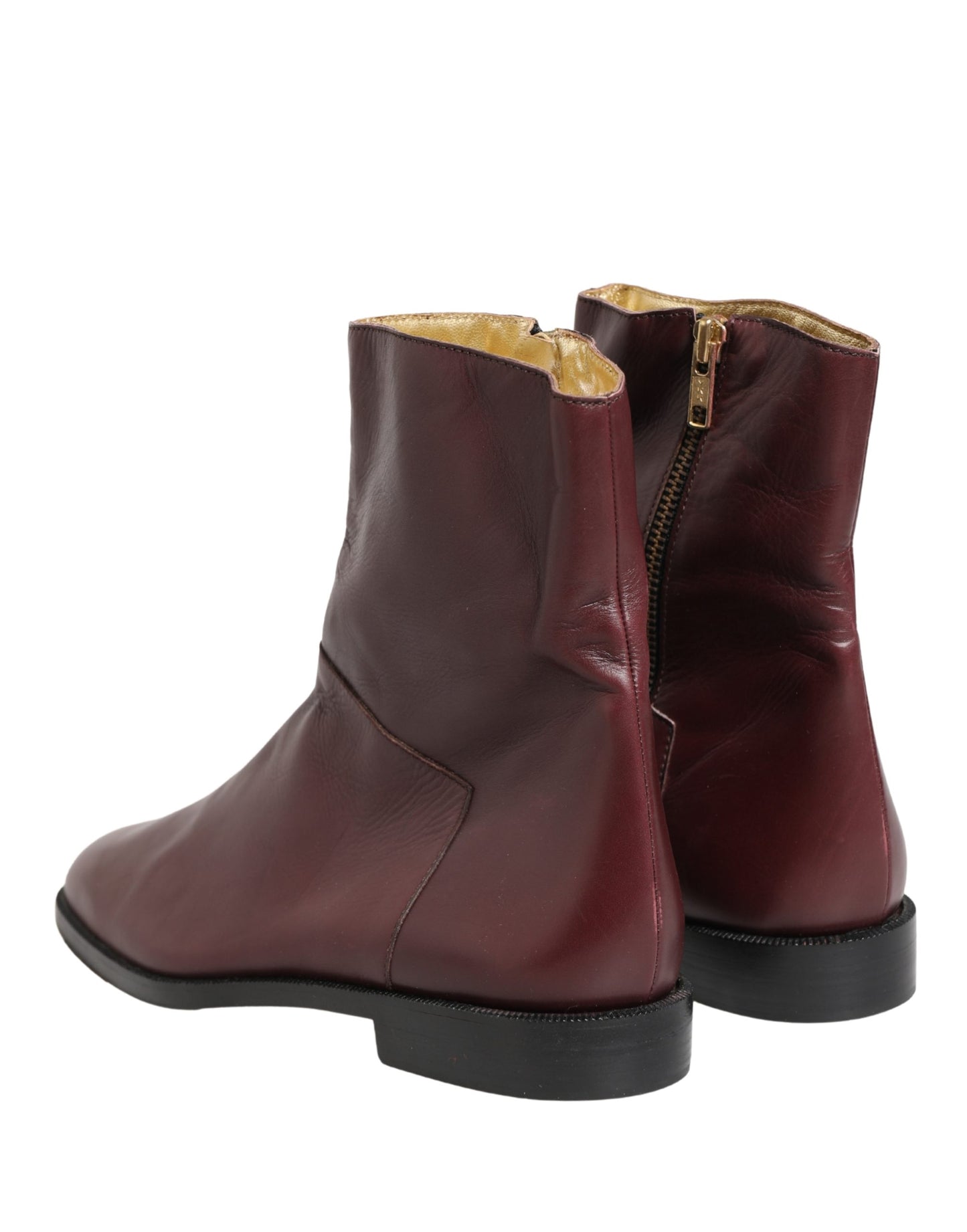 Dolce & Gabbana Maroon Leather Ankle Boots