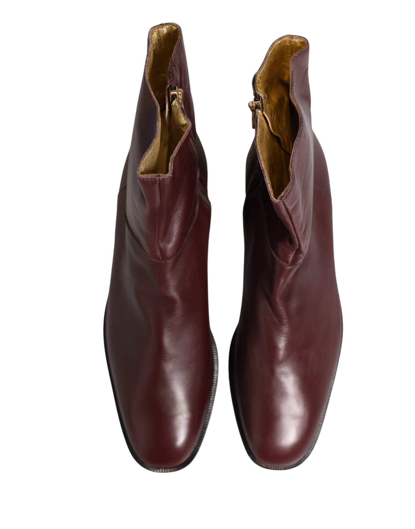 Dolce & Gabbana Maroon Leather Ankle Boots