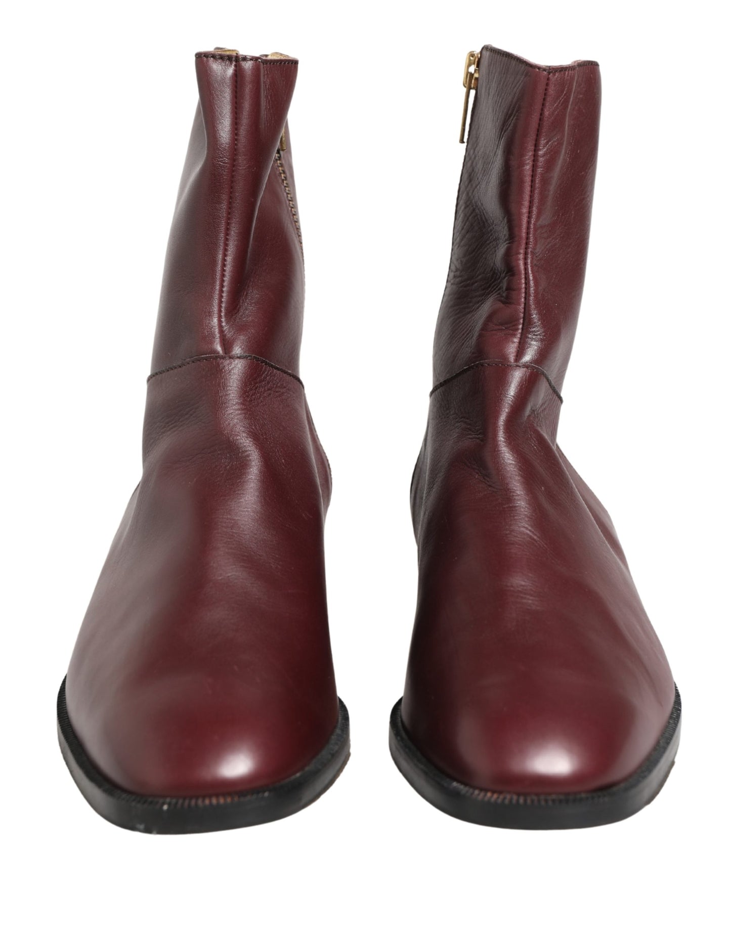 Dolce & Gabbana Maroon Leather Ankle Boots