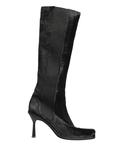 Dolce & Gabbana Black Suede Leather Knee High Boots Shoes