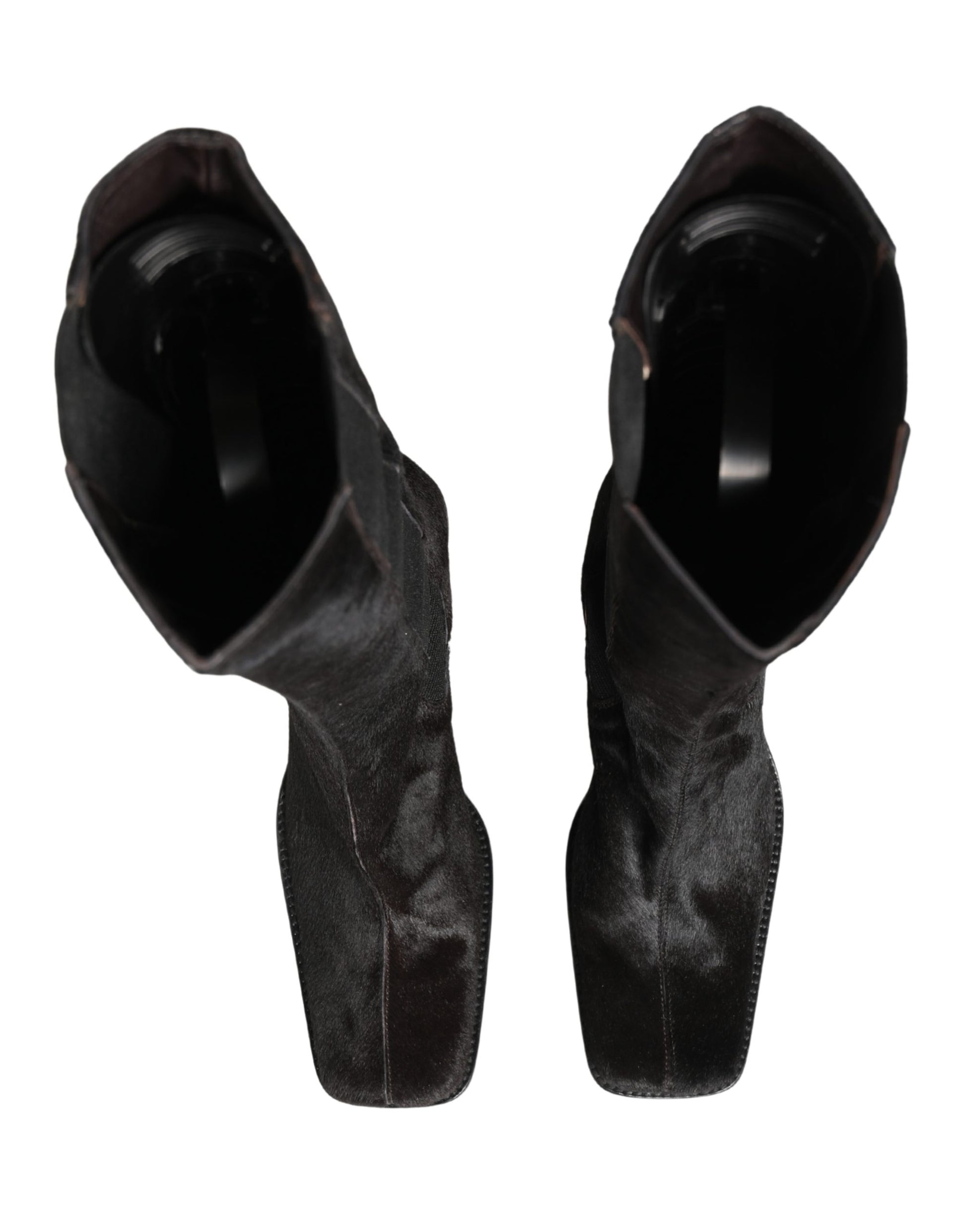 Dolce & Gabbana Black Suede Leather Knee High Boots Shoes