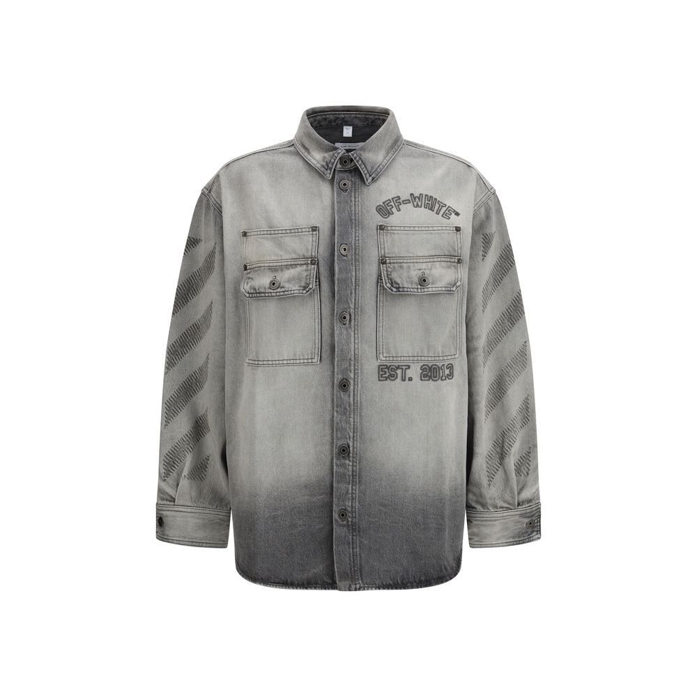 Off-White Diag Military Overshirt in Gray Denim