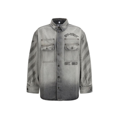 Off-White Diag Military Overshirt in Gray Denim