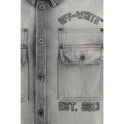 Off-White Diag Military Overshirt in Gray Denim