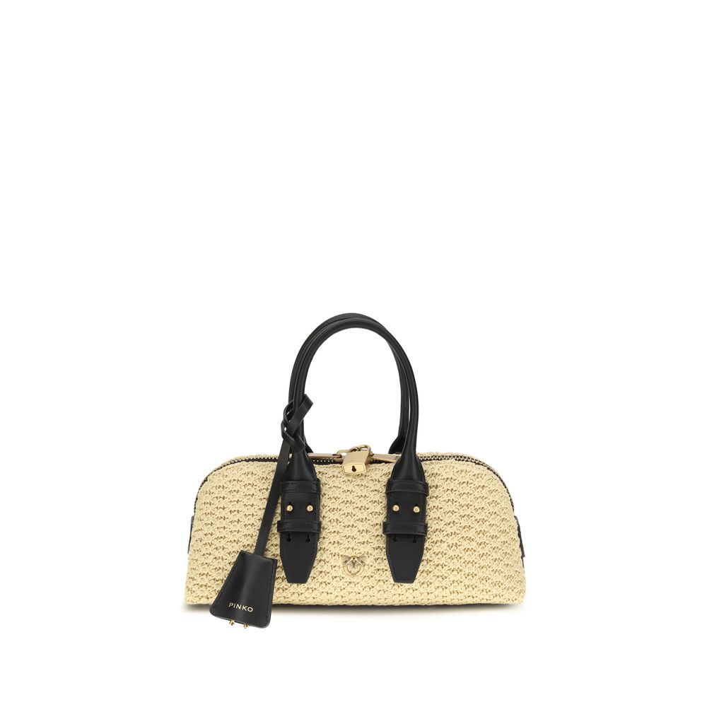 PINKO Beige Raffia Shoulder Bag Escape Horizontal Handbag