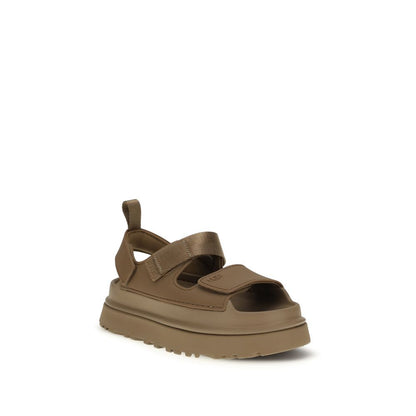 UGG Goldenglow Brown Recycled Polyester Flat Sandals