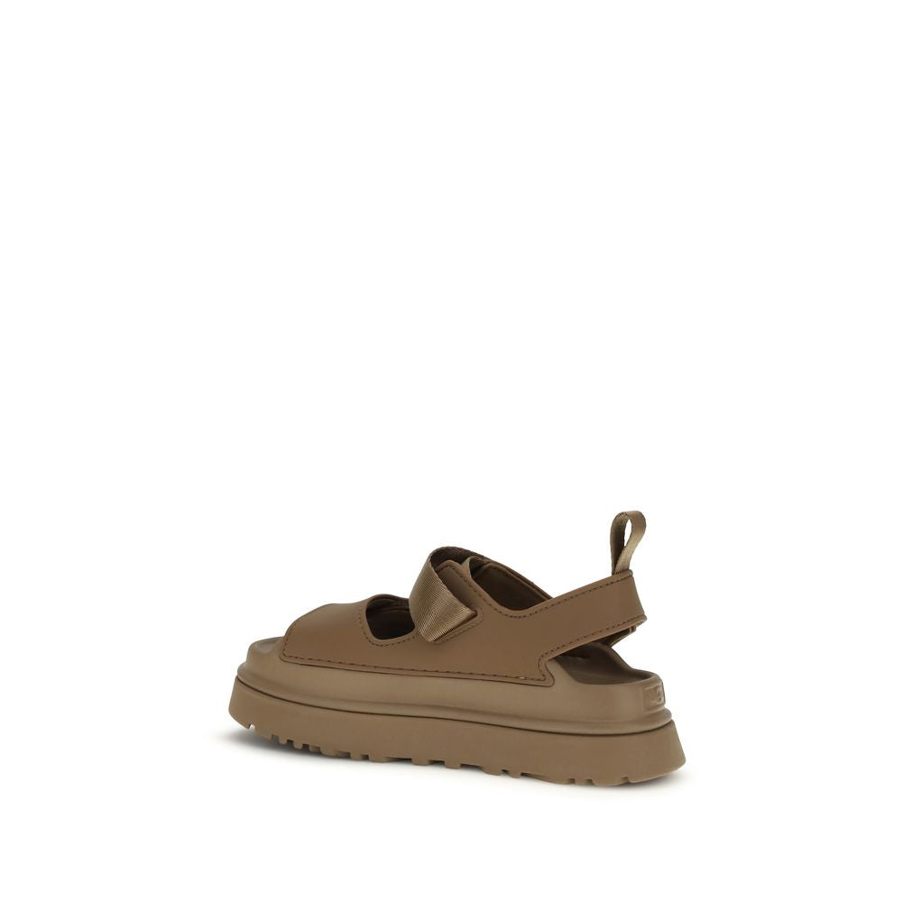 UGG Goldenglow Brown Recycled Polyester Flat Sandals