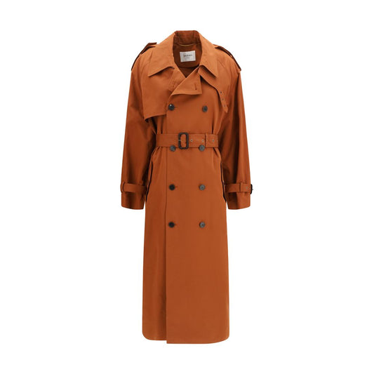 Saint Laurent Brown Cotton Double Breasted Trench Coat