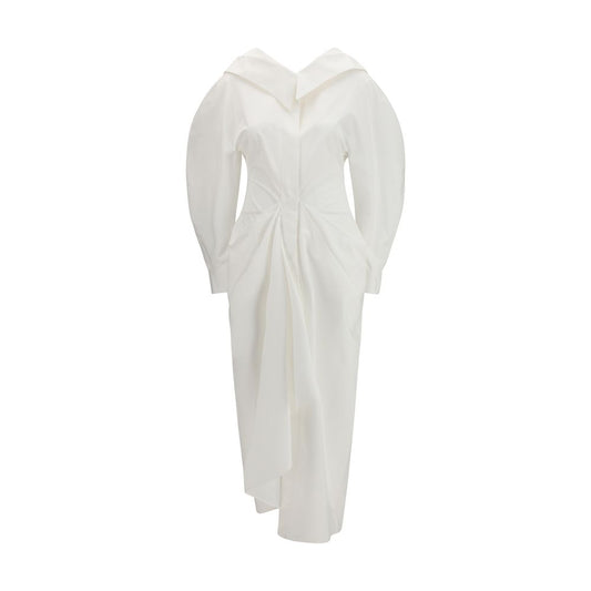 Givenchy White Cotton Casual Dress - Long Cut-Out Chemisier